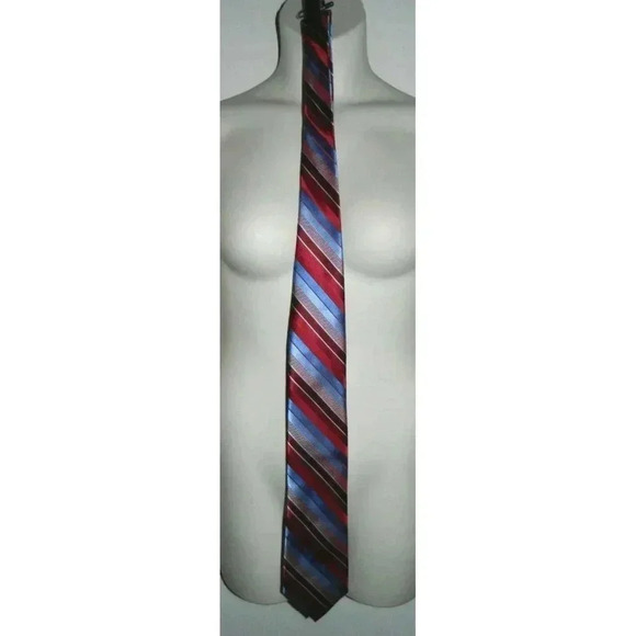 MICHAEL Michael Kors Men's Necktie Serrano Stripe Red Blue MSRP $59.50 - Picture 1 of 4